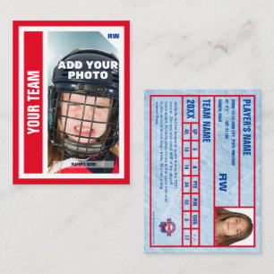 Lägg till statistik med rött Hockey Trading Card (