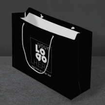 Lägg till stor svart Logotyp Papper Shopping bag