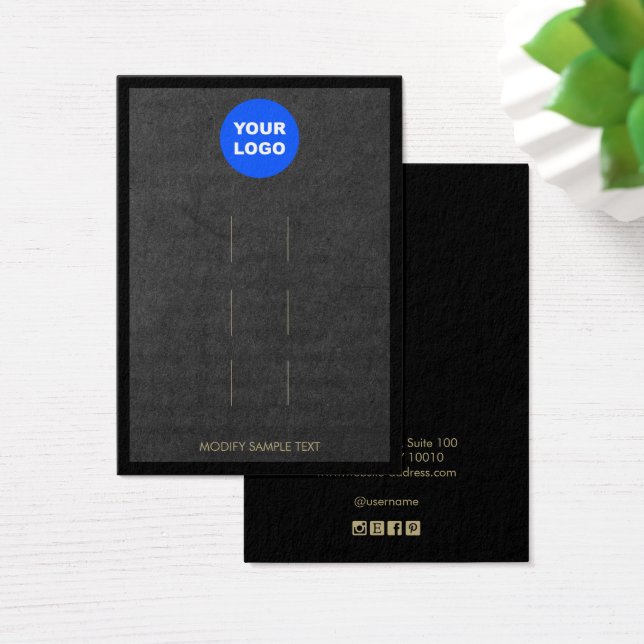 Lägg till svart Logotyp, Visning för trehjuligt kl Visitkort (Skivbord)