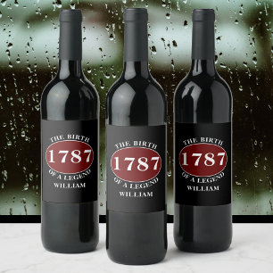 Lägg till svart Namn och årsjubileum Vinflaska Etikett