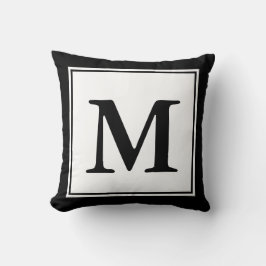 Lägg till svart och vit monogram kudde