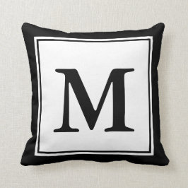 Lägg till svart och vit monogram kudde