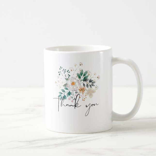Lägg till TACK om vår Blommigt Kaffemugg (Höger)