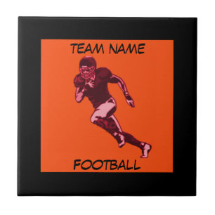 LÄGG TILL TEAM NAMN ORANGE & BLACK-FOOTBALL KAKELPLATTA