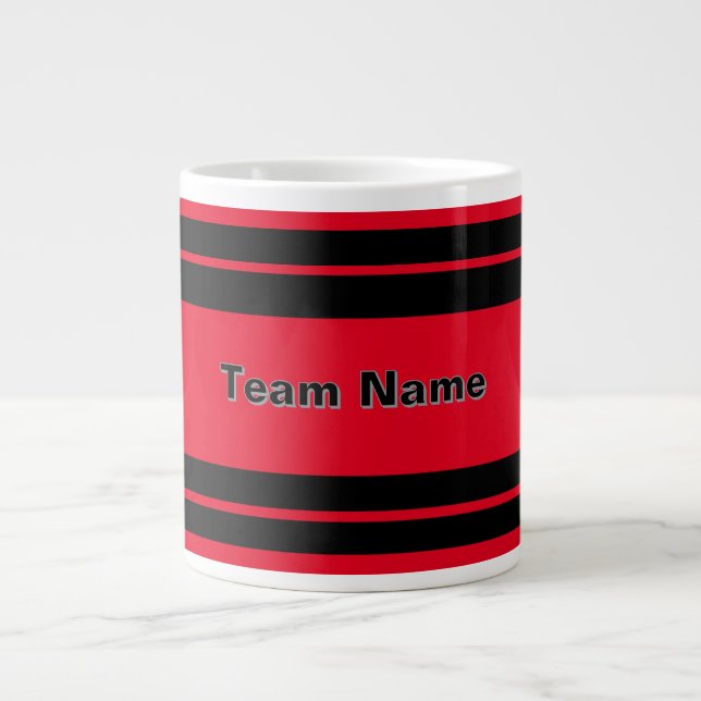 Lägg till Team Namn Red and Black Sports Team Färg Jumbo Mugg (Framsidan)