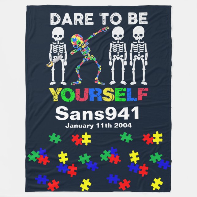 Lägg till text - autism - Fleece Blanket, 30" x 40 (Framsidan)