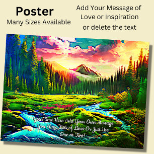 Lägg till text, Fantasy Mountain Stream vid solned Poster