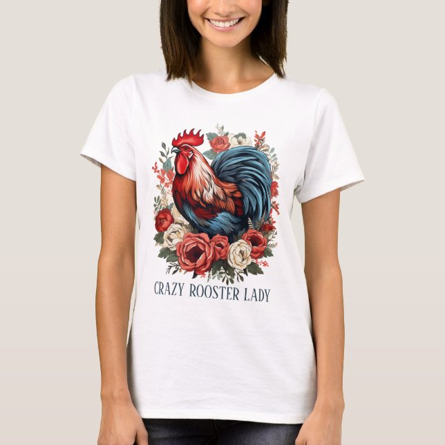 Lägg till text för Cute-galet tupp dam T Shirt (Framsida)