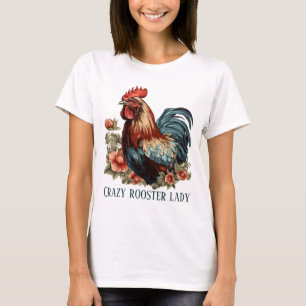 Lägg till text för Cute-galet tupp dam T Shirt