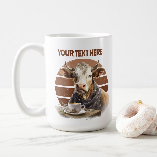 Lägg till text för Cute ko älskare Kaffemugg (Med munk)