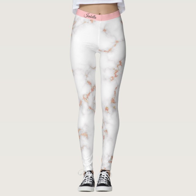 Lägg till text för den  Rosan i Luxury Glitter Whi Leggings (Framsida)