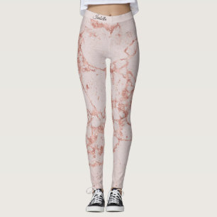 Lägg till text för lyxguyen Rosa ros  Glitter Marb Leggings