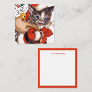 lägg till text för retro vintage-julkatt anteckningskort