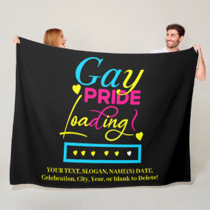 Lägg till text, Gay pride-inläsning, blå Rosa, sva Fleecefilt