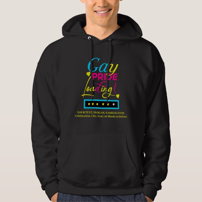 Lägg till text, Gay pride-inläsning, blå Rosa, sva Hoodie (Framsida)