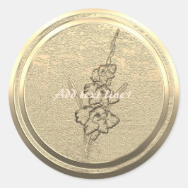 Lägg till text Guld Gladiolus Runt Klistermärke