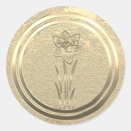 Lägg till text Guld Narciss Mars Runt Klistermärke