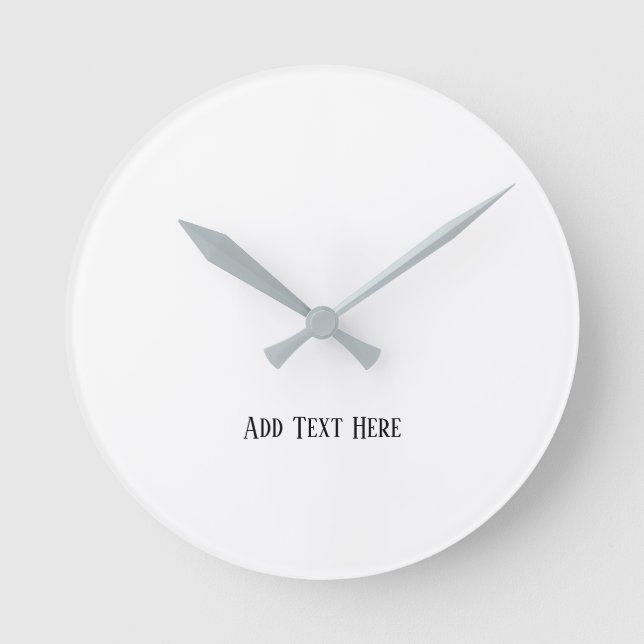 Lägg till text här Text utskriven Rund akrylat Grå Klocka (Framsida)