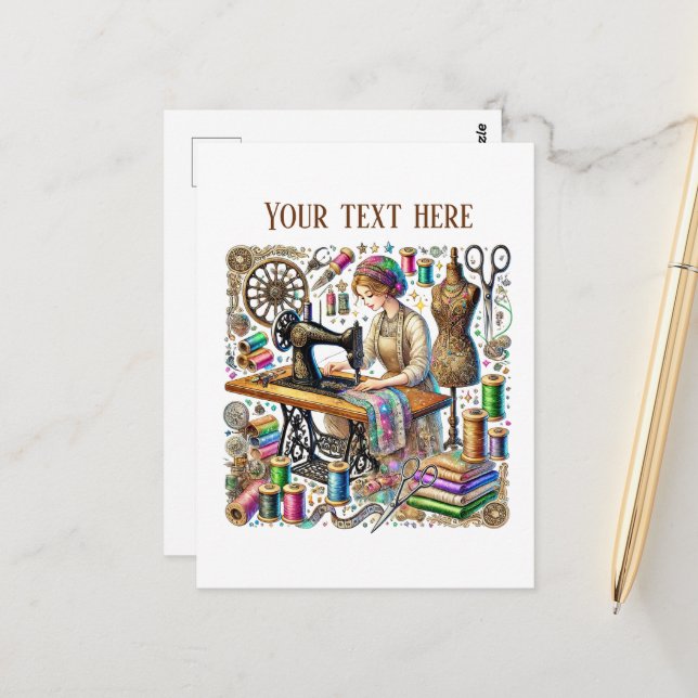 Lägg till text i älskare som sys på kute vykort (Fram/Back In Situ)