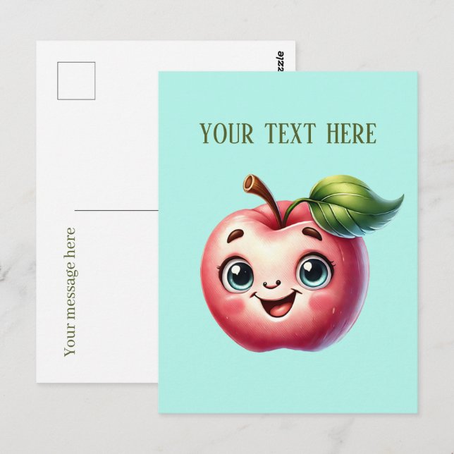 Lägg till text i Cute Apple älskare Vykort (Fram/baksida)