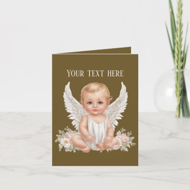 Lägg till text i Cute baby Angel Anteckningskort (Framsida)