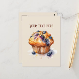 Lägg till text i Cute blueberry muffin Vykort