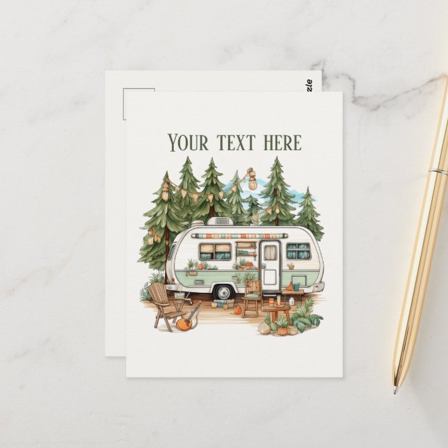 Lägg till text i Cute Camping älskare Vykort (Fram/Back In Situ)
