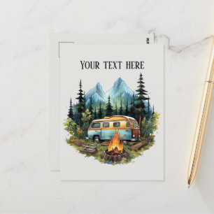Lägg till text i Cute Camping älskare Vykort