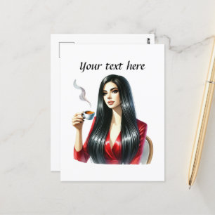 Lägg till text i Cute dam Vykort