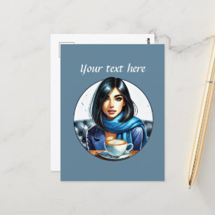 Lägg till text i Cute dam Vykort