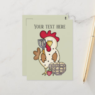 Lägg till text i Cute-matning tupp Vykort