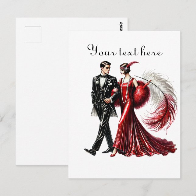 Lägg till text i Cute-par Vykort (Fram/baksida)