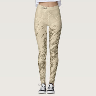 Lägg till text i Guld Champagne Glitter Marble Leggings
