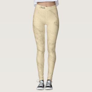 Lägg till text i Luxury Champagne Guld Glitter Mar Leggings