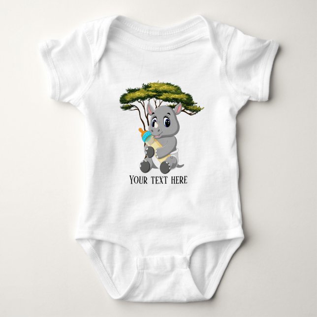 Lägg till text i rhino-djungeln för Cute-pojkar T Shirt (Framsida)