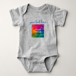 Lägg till text Ladda upp foto Baby Grå Skriptmall T Shirt