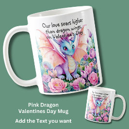 Lägg till text, våra Kärlekar högre - Dragon Vinga Kaffemugg