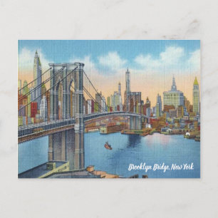 Lägg till text. Vintage Brooklyn Bridge. Vykort