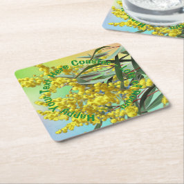 Lägg till text Wattle & Gum Löv Aussie Underlägg Papper Kvadrat