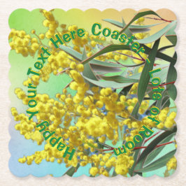 Lägg till text Wattle & Gum Lövs Aussie Scalloped  Underlägg Papper