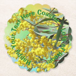Lägg till text Wattle & Gumblad Aussie Scalloped Underlägg Papper