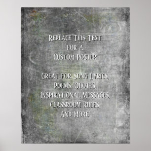 Lägg till textcitattrökning Texturerat Grått-DIY Poster