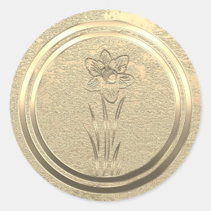 Lägg till texten Guld Daffodil March Runt Klistermärke