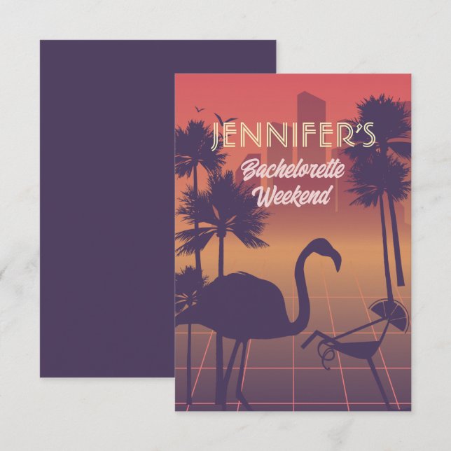 Lägg till texten! Partiinbjudan till Retro Bachelo Inbjudningar (Fram/baksida)