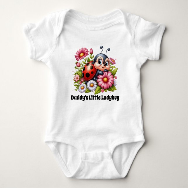 Lägg till textflickor i Cute pappas lilla ladybug T Shirt (Framsida)