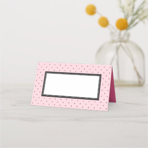 Lägg till textmodern Rosa och svart polka punkt Placeringskort