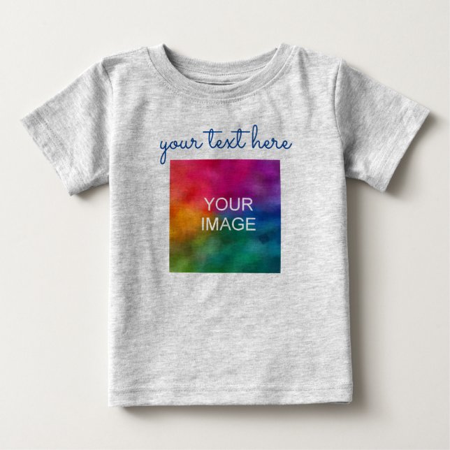 Lägg till textöverföring Foto Baby Grått Calligrap T Shirt (Framsida)