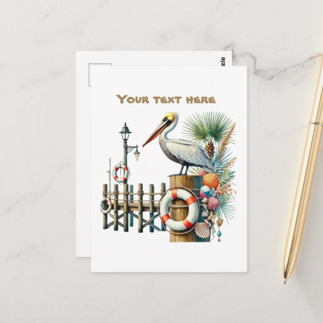 Lägg till textruta för cute-strand vykort (Fram/Back In Situ)