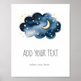 Lägg till textsignatur för måne och stjärnor poster