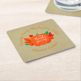 Lägg till Thanksgiving för Namn- i familjen Underlägg Papper Kvadrat